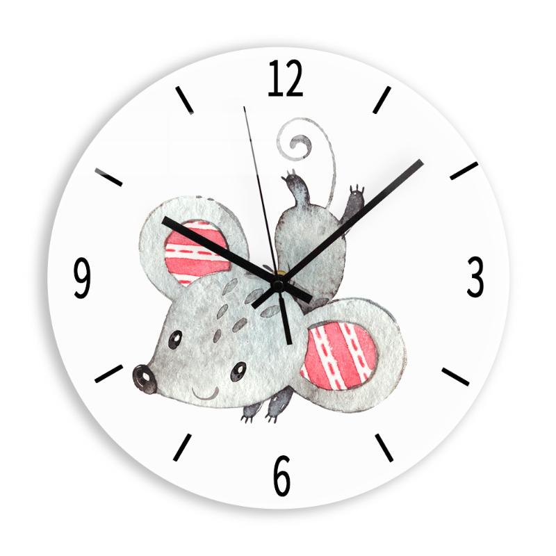

Cute Mouse Digital Wall Clock Modern Design Cartoon Rat Silent Quartz Circular Acrylic Decorative Clock for Kid's Room Decor