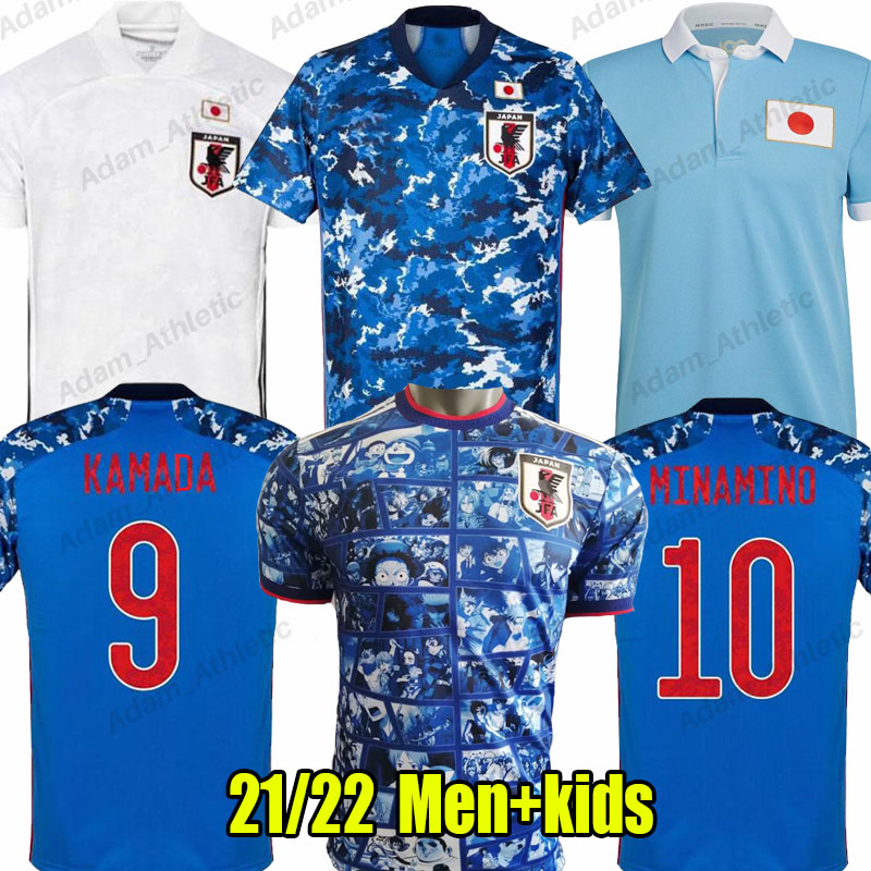 

Japan soccer jerseys 100th anniversary shirt DOAN MINAMINO KAMADA Football Shirts TSUBASA ATOM jersey NAGATOMO ENDO SHOYA KUBO national team uniforms men kids kit, 100th anniversary+wc2022 patches