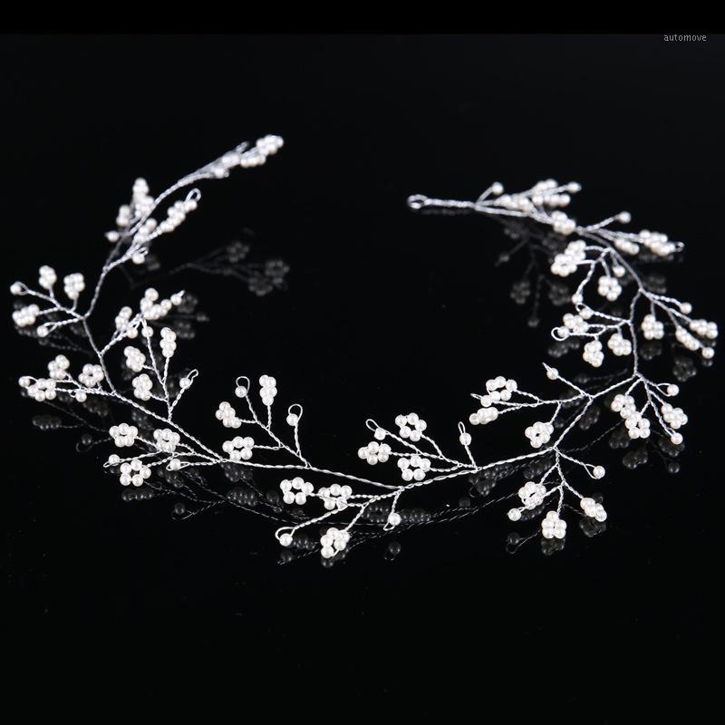 

FORSEVEN Women Silver Color Bridal Headband Headdress Wholesale Pearl Bride Wedding Headpiece Hair Jewelry Ornaments BH1