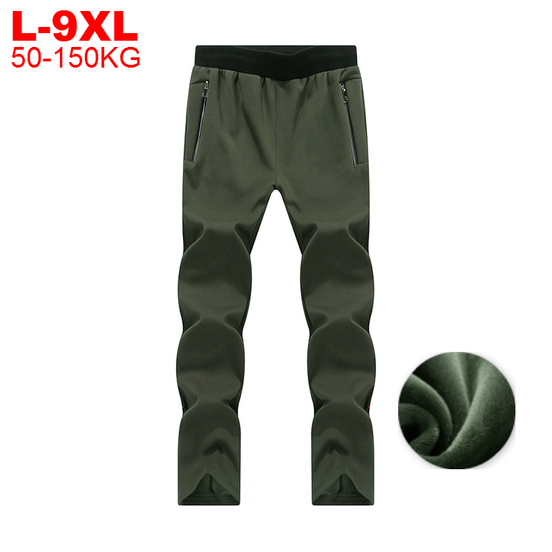 

2021 New Plus Size 9xl 8xl 7xl 6xl Thick Sweatpants Men Fleece Lined Winter Track Pants Male Black Army Green Blue Warm Sports Joggers Hggs, 9586 black