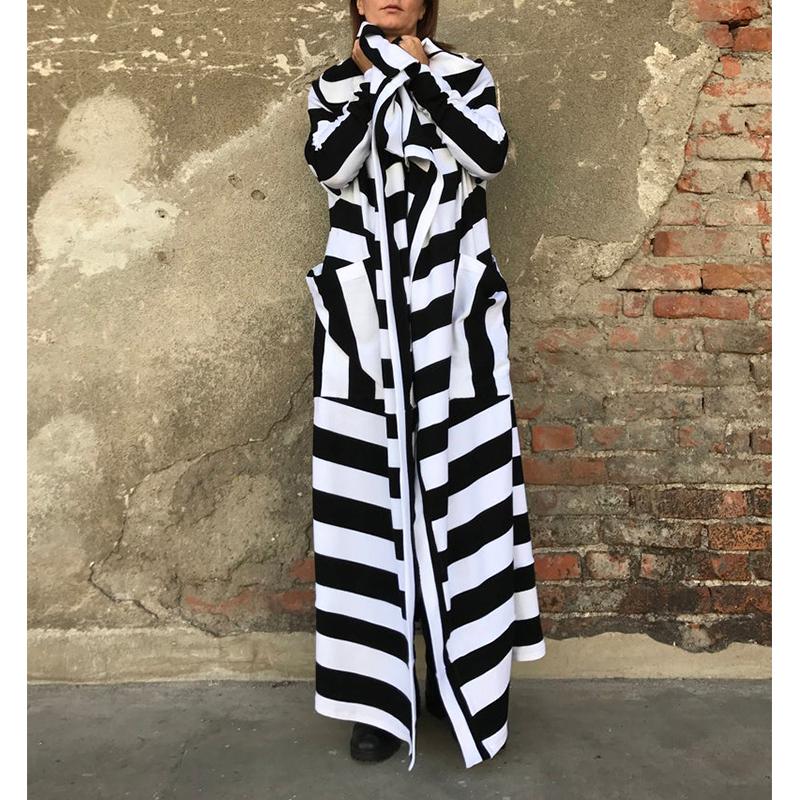 

Women Loose Coat Overcoat Street Style Fall Zebra-Skin Top Casual Long Sleeve Hooded Large Side Pocket Winter Long Coat Clothes, Black