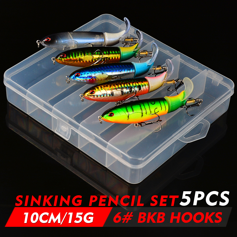 

5PC Whopper Plopper Fishing Lure Set 15G 36G Topwater Popper Bait Rotating Tail Artificial Wobblers Fishing Tackle 201103