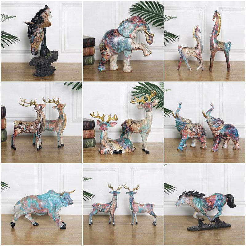 

Nordic Oil Painting Ornament Home Decoration Crafts Creative Animal Sculpture Statue Living Room Display Furnishings Decoration