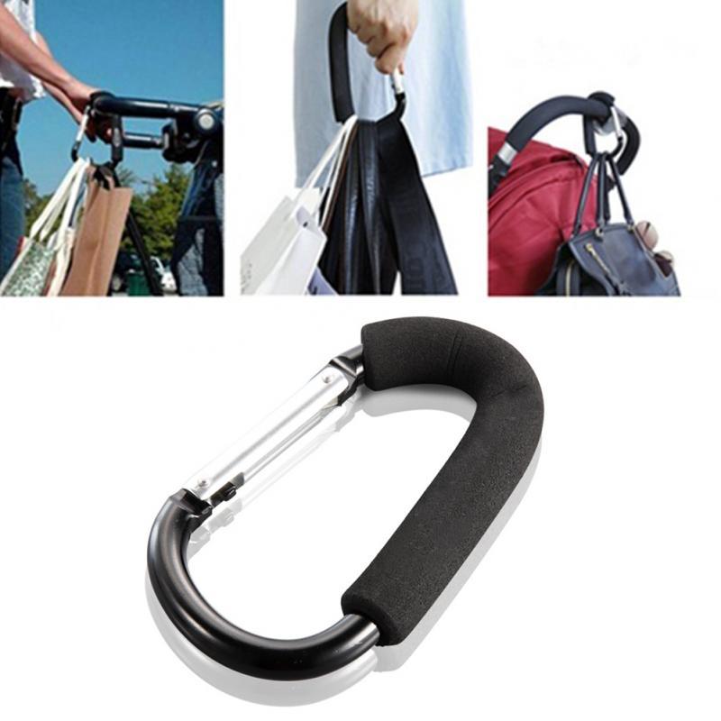 

stroller Metal Carabiner D Shape Hook Baby Stroller Hook Shopping Accessories