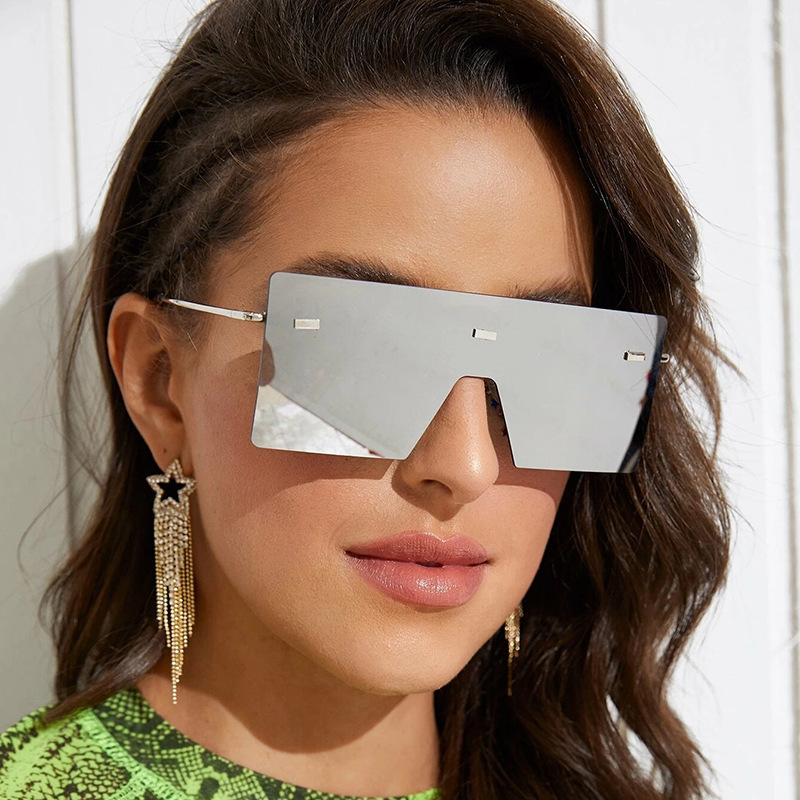 

Designer Big Frame Oversize Sunglasses Women Brand Rimless Square Shades Retro Fashion Gradient Clear Sun Glasses UV400