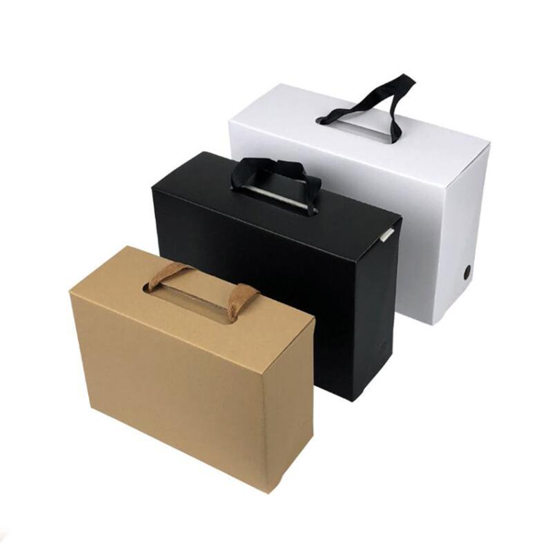 

100Pcs Custom Corrugated Board Shoes Boxes Black/Brown/White Portable Gift Clothing Packing Box for Christmas Wedding Party