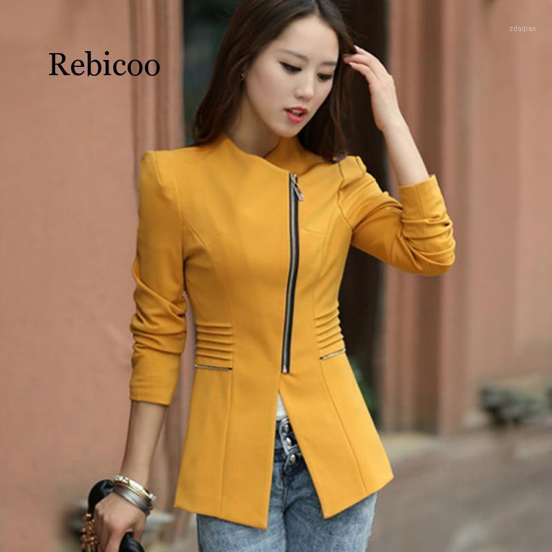 

2020 spring and autumn new women' Korean version of the zipper Slim long section small suit jacket1, Black