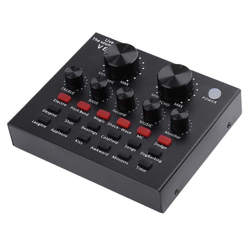 

V8 Sound Card Mixer Audio Interface External Streaming USB Headset Microphone Broadcast Sound Card Mixer For Computer PC