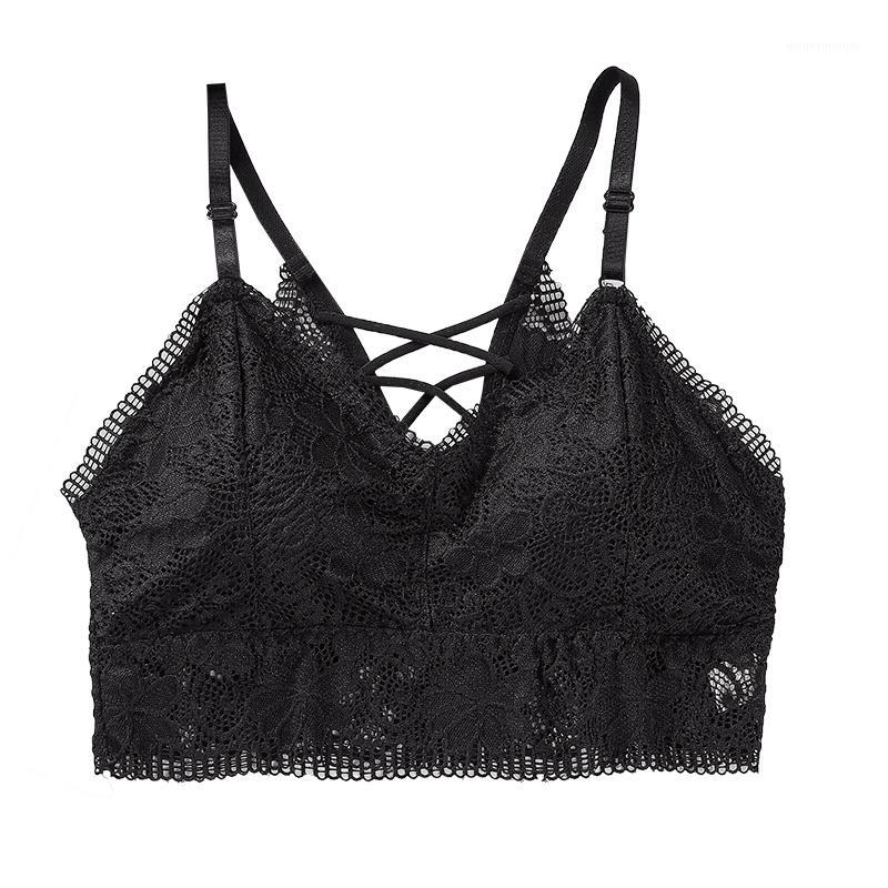 

French Style Underwear Tube Top Lace Backless Seamless Bra Floral Pattern Sexy Lingerie For Women1