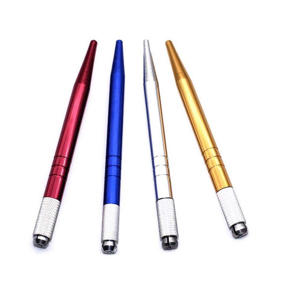

Aluminum Alloy Permanent Makeup Eyebrow Microblading Pen Machine 3D Tattoo Manual Doule Head Pens 4 Colors a38518z246i