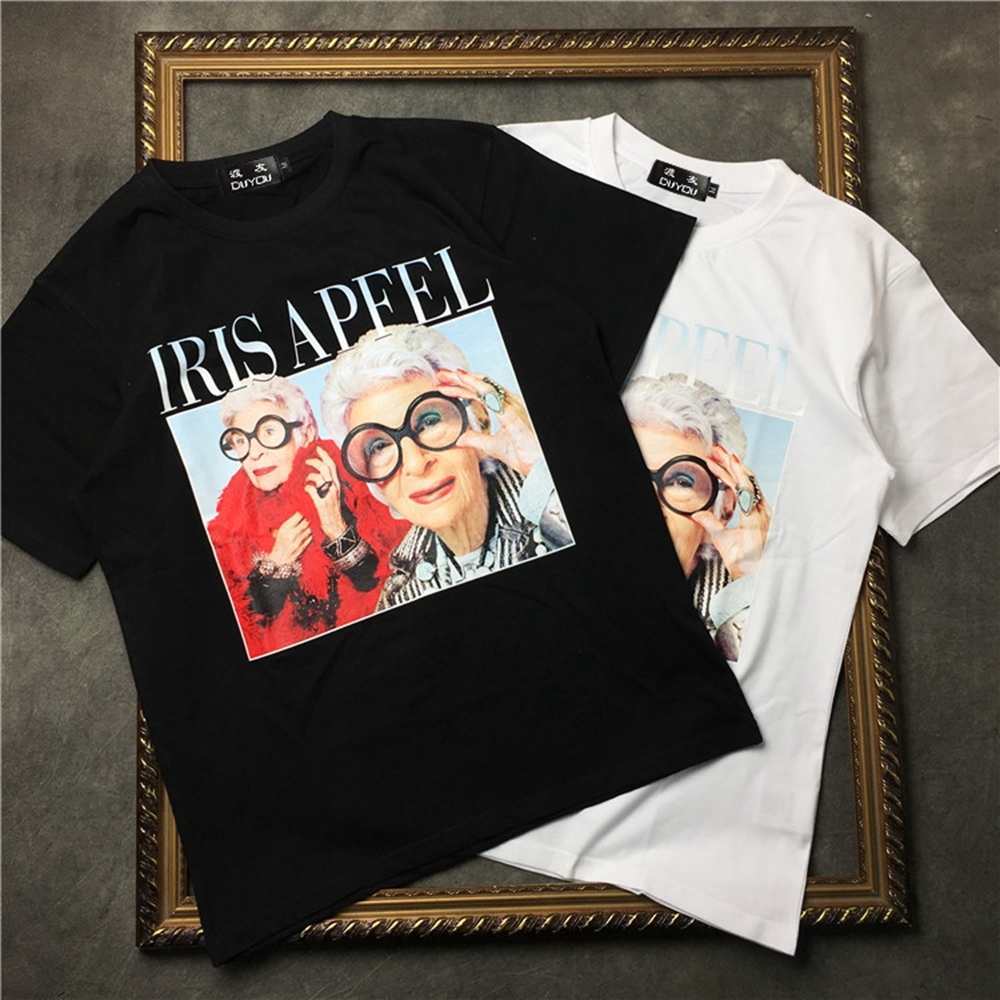 

Men' 100% Cotton Loose Fit Elegant Grandma Print Short-sleeved T-shirt Style| 6lbj, Black