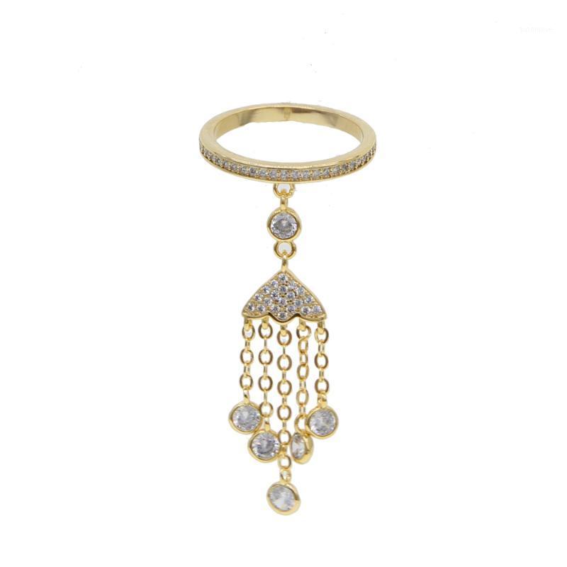 

Engagement Ring for Women Wedding Band Zircon Gold Color Crystal Long Tassel Rings for Women delicate tiny trendy drip cz ring1