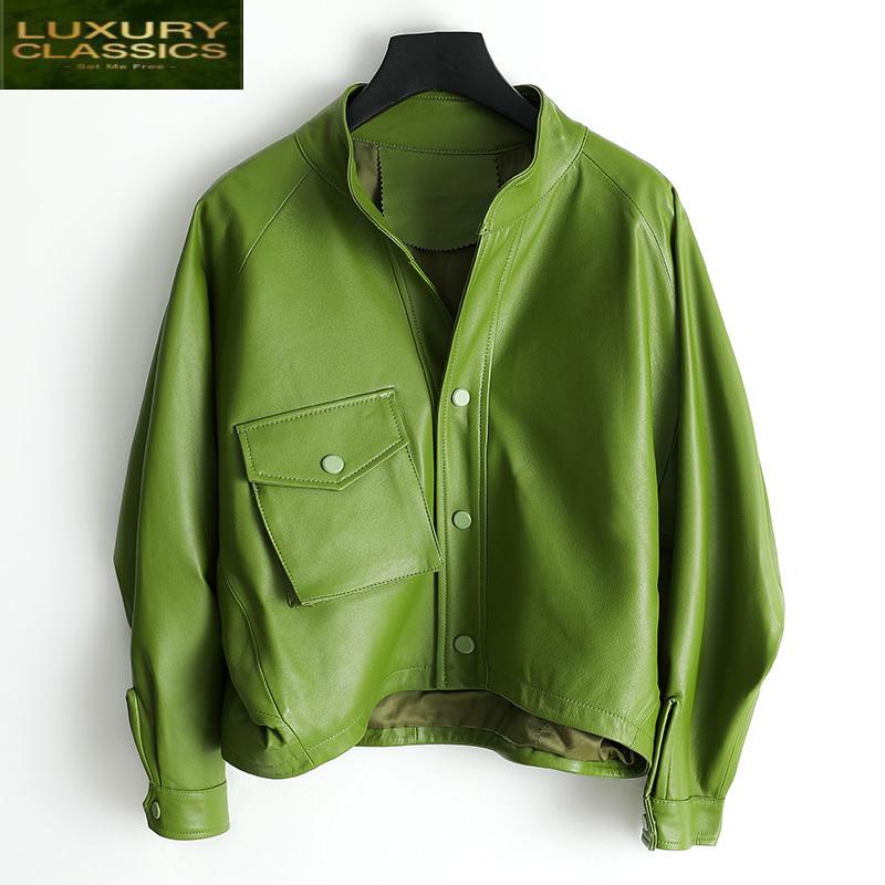 

Leather Tcyeek100% Jacket Real Women Clothes 2021 Fashion Ladies Genuine Leather Coat Female Streetwear Moto Chaqueta Mujer 3048, Green