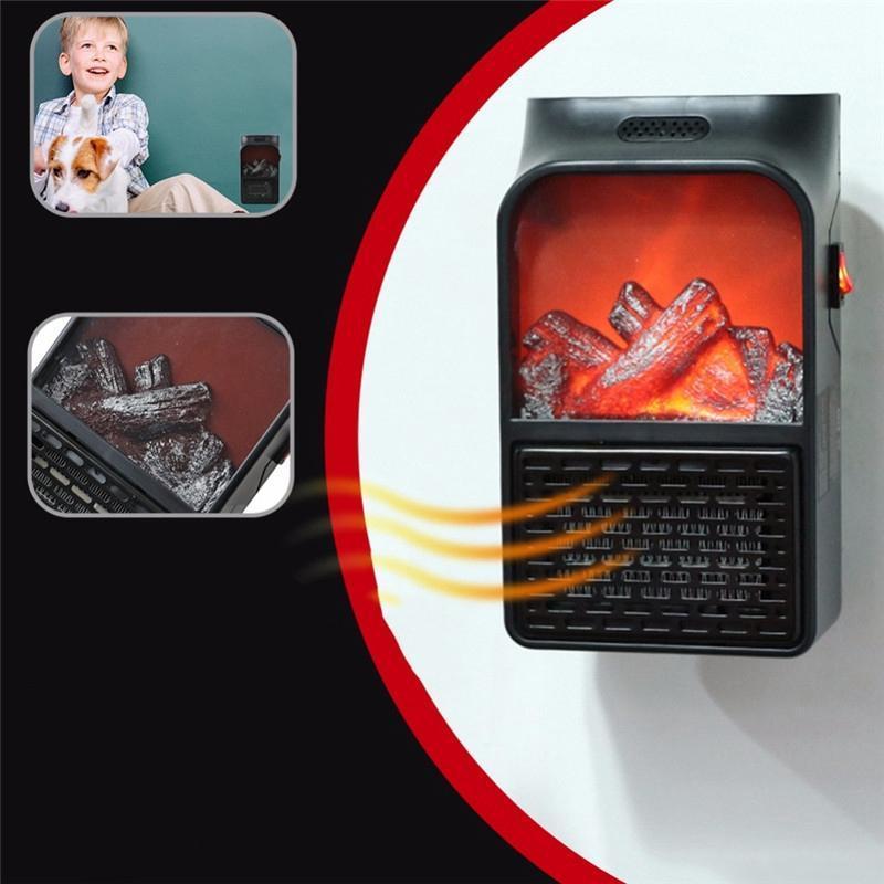 

900W Mini Electric Wall-Outlet Flame Heater US Plug Air Warmer PTC Ceramic Heating Stove Radiator Household Wall Handy Fan1