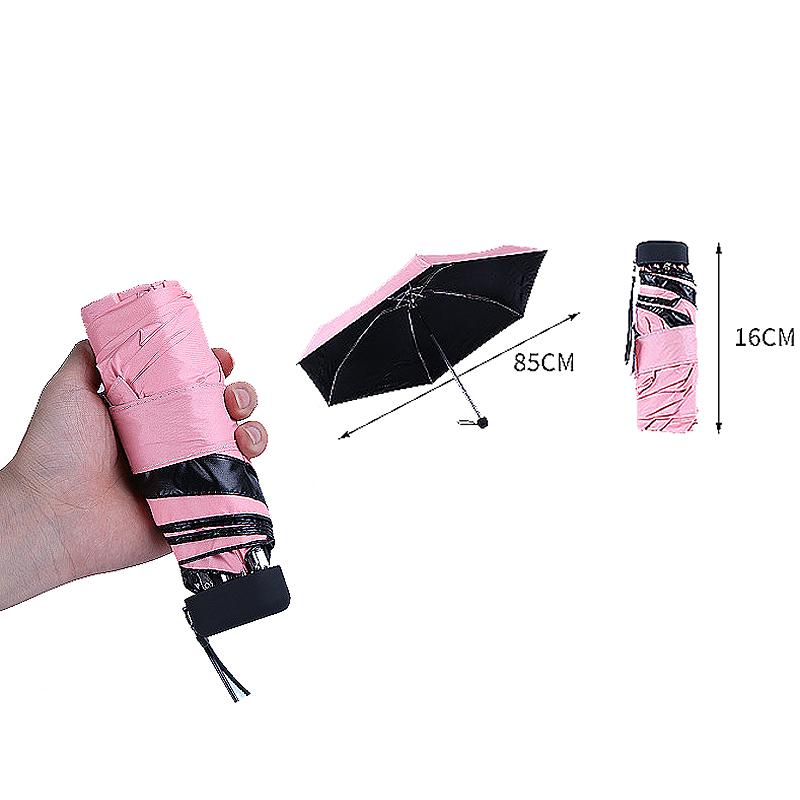 

New Portable Men's Umbrella Mini Pocket Umbrellas Prevent UV Rainproof Folding ladies small five fold sun umbrella sale, Pink