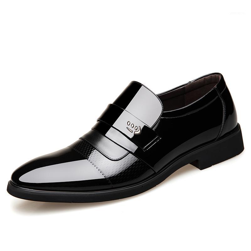 

2020 Men Patent Leather Formal Shoes New Classic Men Dress Shoes Sapato Social Increase 6cm Hombre Oxford1, Black
