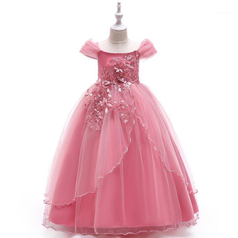 

5-14 Years Kids Dress Flower Long Lace Elegant Teenagers Prom Gowns Dresses Girl Party Kid Evening Bridesmaid Princess1, Blue