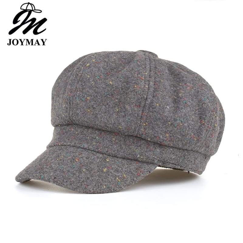 

Joymay 2020 High quality Fashion New Women Wool Dots Beret Female Bonnet Caps Winter Warm Hat Cap BR015, Black