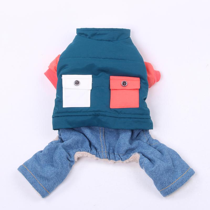 

New Winter Dog Cat Jumpsuit Hoodie Pockets Design Pet Puppy Coat Jacet Apparel Outfit for Dogs Cats, Blue