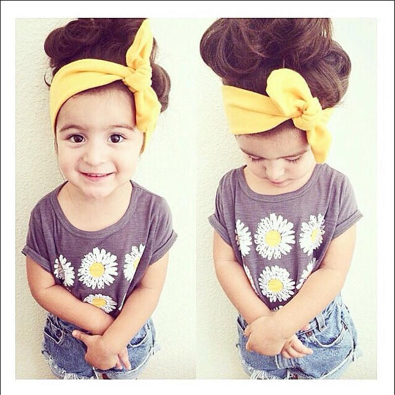

2pieces/set Solid Cotton Ear Headband For Mom And Girls Women Baby Kids Knotted Bow Hairband Headwraps 5 Colors1, Yellow