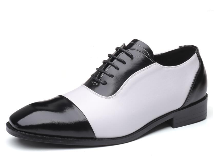 

Genuine Leather Dress Men Shoes Lace Up Italy Retro Business Wedding Formal Flats Shoes For Men Homecoming Prom1, Black