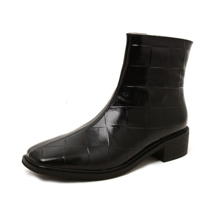 

2021 New Arrival Feminine Genuine Thick Heels Toe Solid Autumn Boots 7VOJ, Brown.