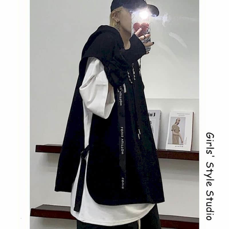 

2021 New Gothic Fake Two-piece Tshirt Women t Shirt Couple Vintage T-shirt Summer Korean Loose Versatile Short Sleeve Fashion Punk Top 9cpr, Black