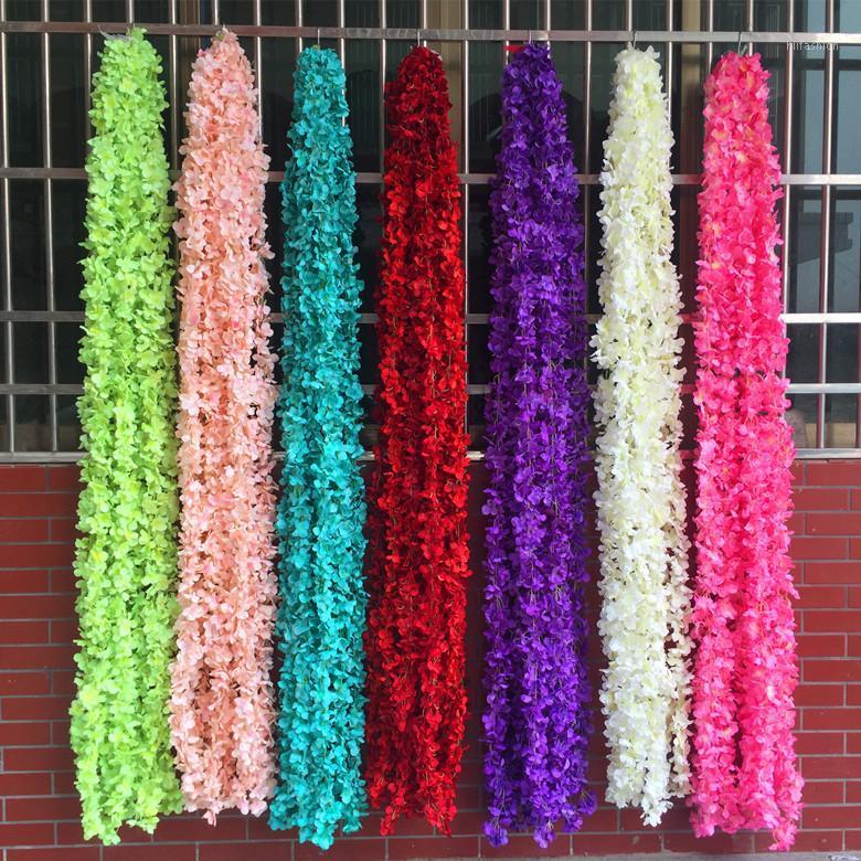 

Artificial hydrangea orchid pearl flower string Home wedding birthday party celebration decoration road line 10pcs wholesale1, Red orchid 1m