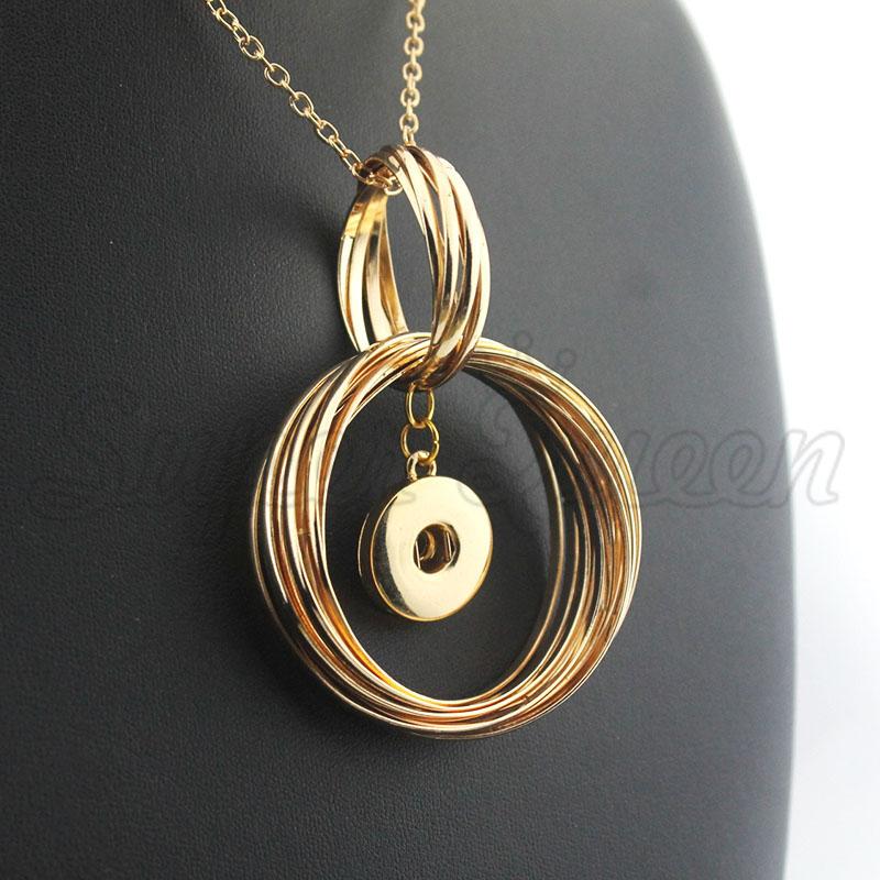 

2020 exaggerated Gold Christmas 18mm metal snap button necklace female DIY jewelry NE484 women's statement gift 8 cm