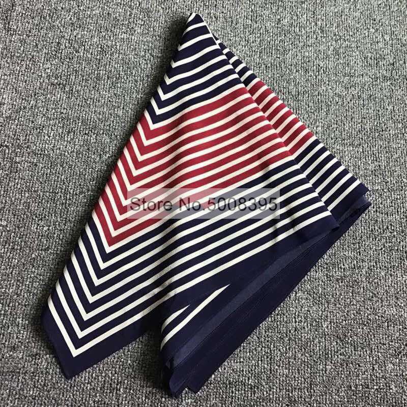 

ElfStyle] - Navy RED 100% SILK striped print san remo scarf 66 CM Square Scarf For Woman