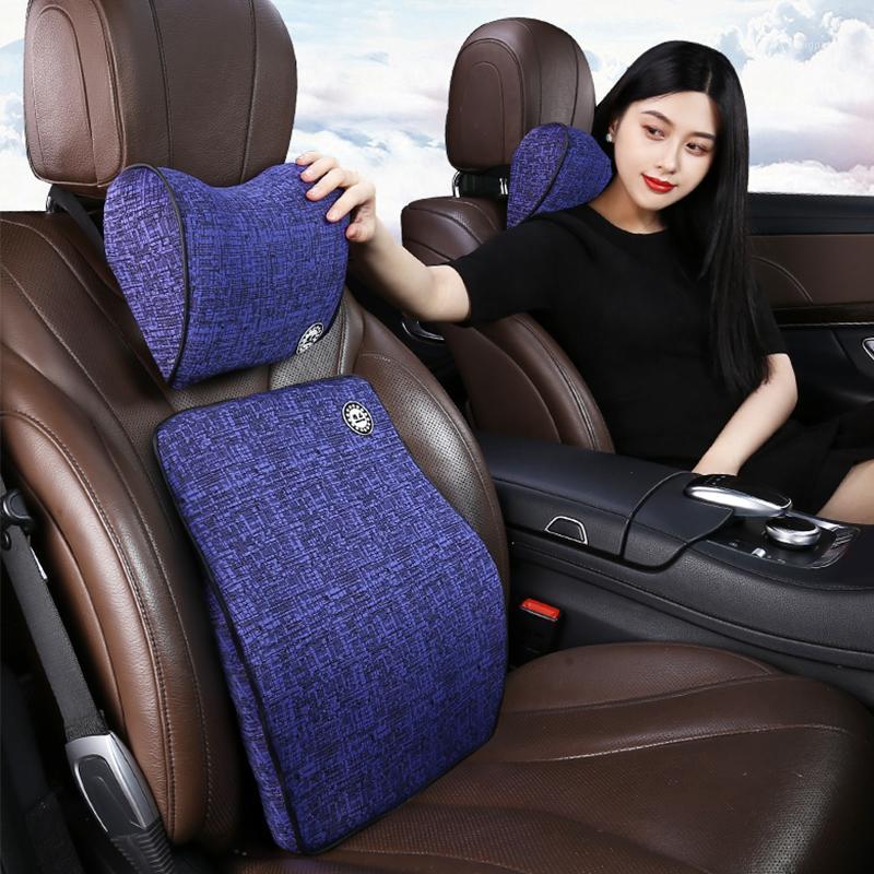 

Hot Car Neck Pillow Lumbar Waist Support Headrest Pillows Back Cushion Seat Supports Memory Foam Seat Covers Auto Accessories1