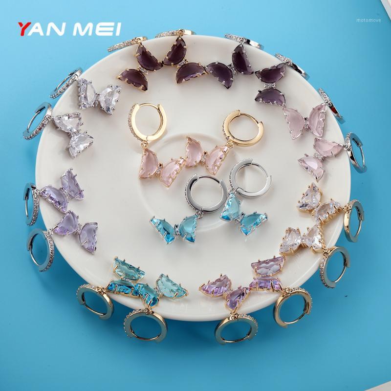 

Color Transparent Butterfly Earrings for Women High Quality Bohemian Style Fashion Glass Earrings Asymmetric Korean1