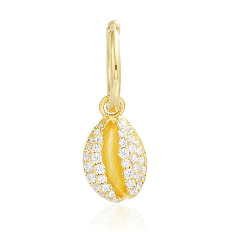 

SLJELY 925 Sterling Silver Yellow Gold Color Mono Toi Et Moi Conch Seashell Earring Cubic Zirconia Women Fine Summer Jewelry
