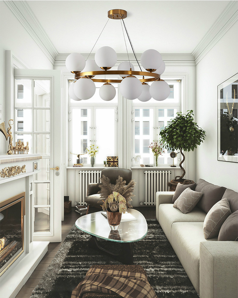 

Glass Ball Chandelier lamp Living room/Bedroom modern design copper light fixture luminiare hanging lustrse suspension gold