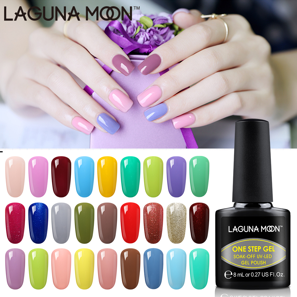 

Lagunamoon 8ml One Step Pure Color UV Gel Nail Polish Nail Art DIY Soak Off LED Gel Varnish Semi Permanent Lacquer Hybrid Gellak, 6044