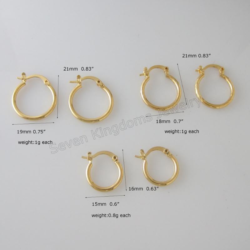 

Hoop & Huggie Foromance/ CUTE PLAIN CARVED THREE STYLES - YELLOW GOLD GP FILLED 0.83"/ 0.63" EARRING