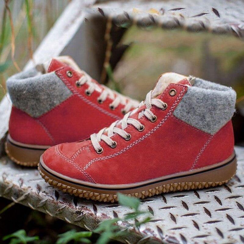 

2021 Women Winter Snow Boots Warm Flat Plus Size Platform Lace Up Ladies Women's Shoes New Flock Fur Suede Ankle Boots Female1, Black