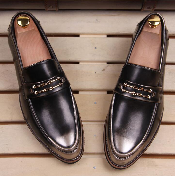 

2020 British men's shoes slip -on pointed toe shoes increased spring new casual fashion men's thick bottom oxfords, As pic
