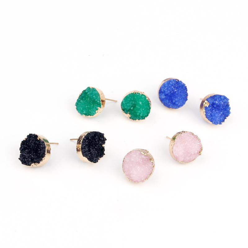 

1Pair Candy color Simple Gold Color Resin Stud Earrings For Women Simple Round Earring Bijoux Fashion Jewelry Earstud
