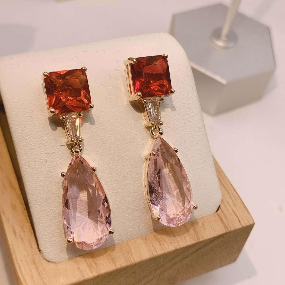

Zircon earrings short and simple stylish earrings drop shaped geometric for women