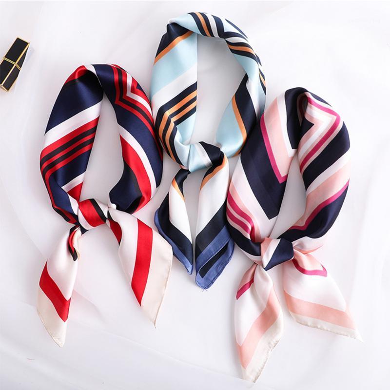 

Small Square Silk Scarves Women's Versatile Spring And Autumn Professional Wear Accessories Neckbands, Blue;gray