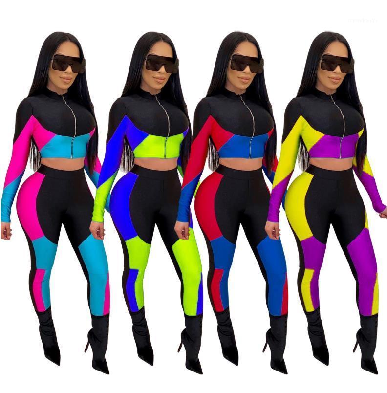 

Autumn Active Women Casual Running Sets Patchwork Sportswear Tracksuit Fashion Ladies Workout Long Sleeve Zipper Top + Leggings1