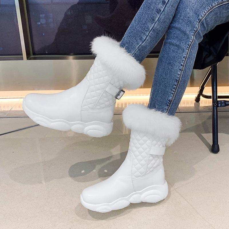 

Ladies Wedge Heel Snow Boots Platform Round Toe Casual ankle Boots Autumn Winter Warm Fur Women Shoes Size 34-40, Black