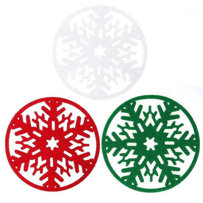 

10pcs Christmas Snowflakes Cup Mat Dinner Party Table Coasters Dish Pad1