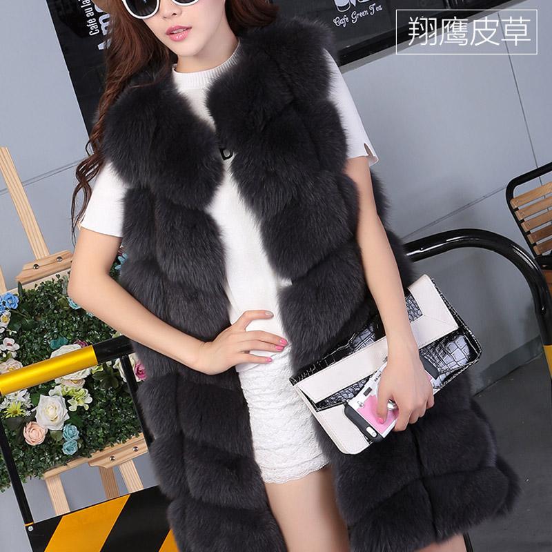 

Long natural real fur vest 2020 Women' winter New Fashion high quality whole skin Genuine fur outerwear Coat D10, Beige