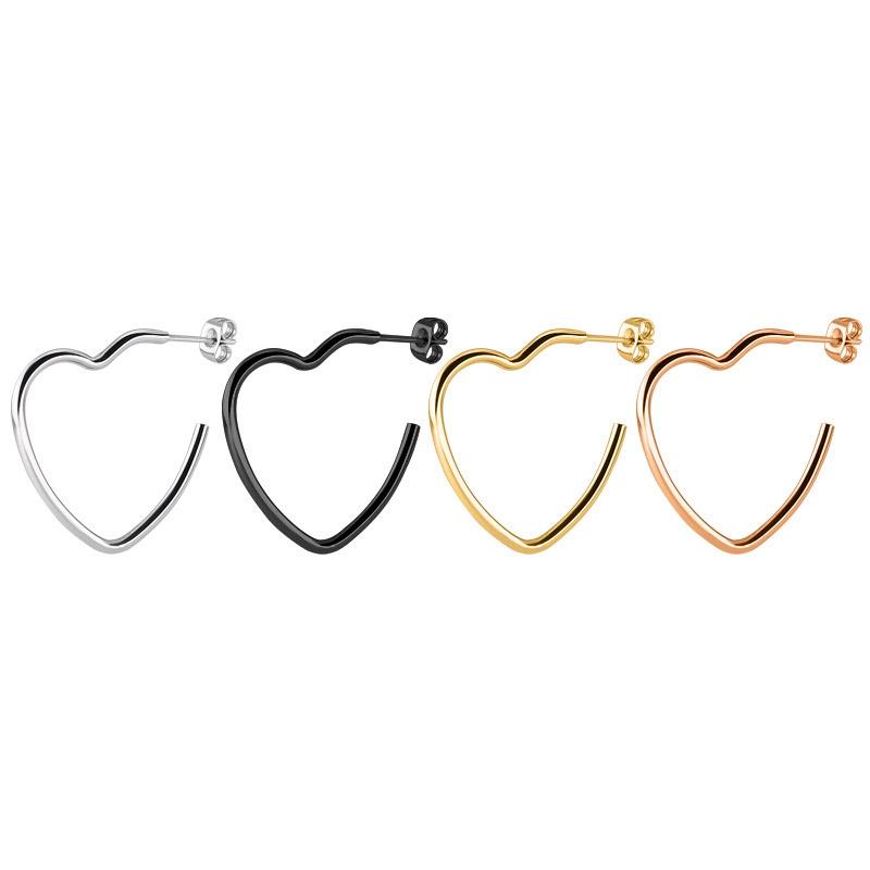 

Semitree 30mm Titanium Steel Women Statement Heart Shape Hoop Earrings Punk Black Color Jewelry Nightclub Accessories