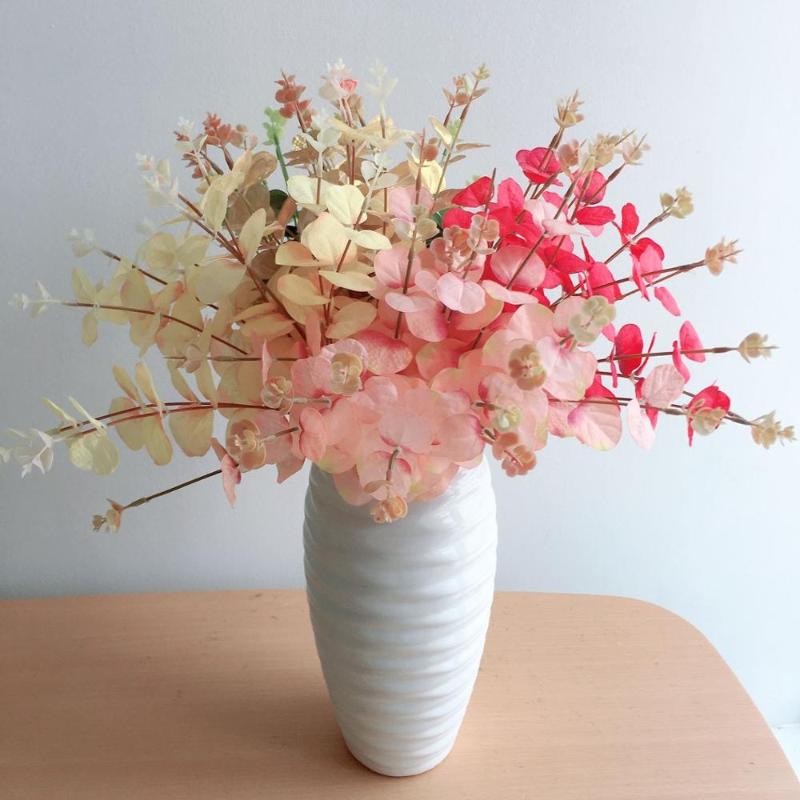 

53cm 16 fork artificial eucalyptus branch white blackorange champagne eucaly, 1pcs