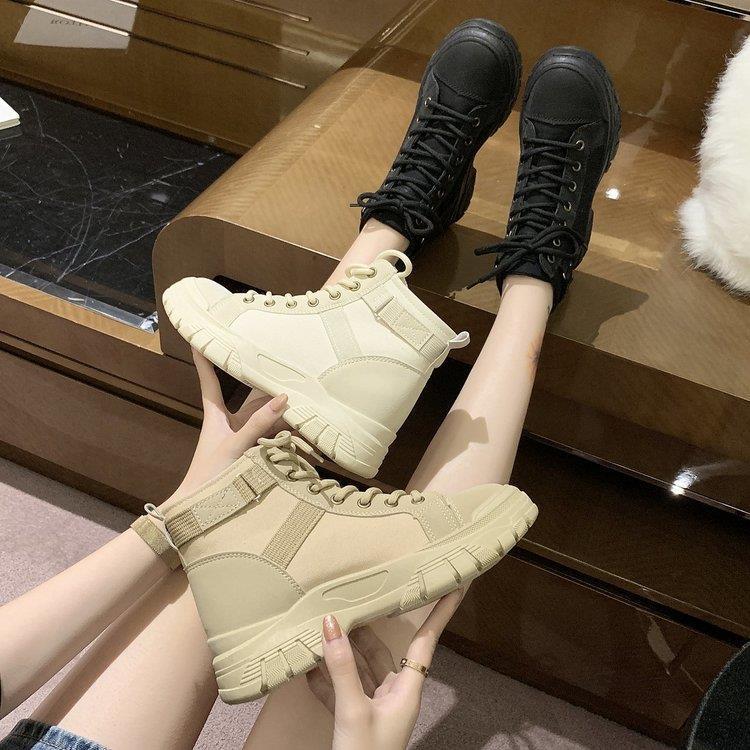 

Ins Fashion Brand High Quality Women Ankle Boots Top Lace Up Female Solid Winter Snow, Beige