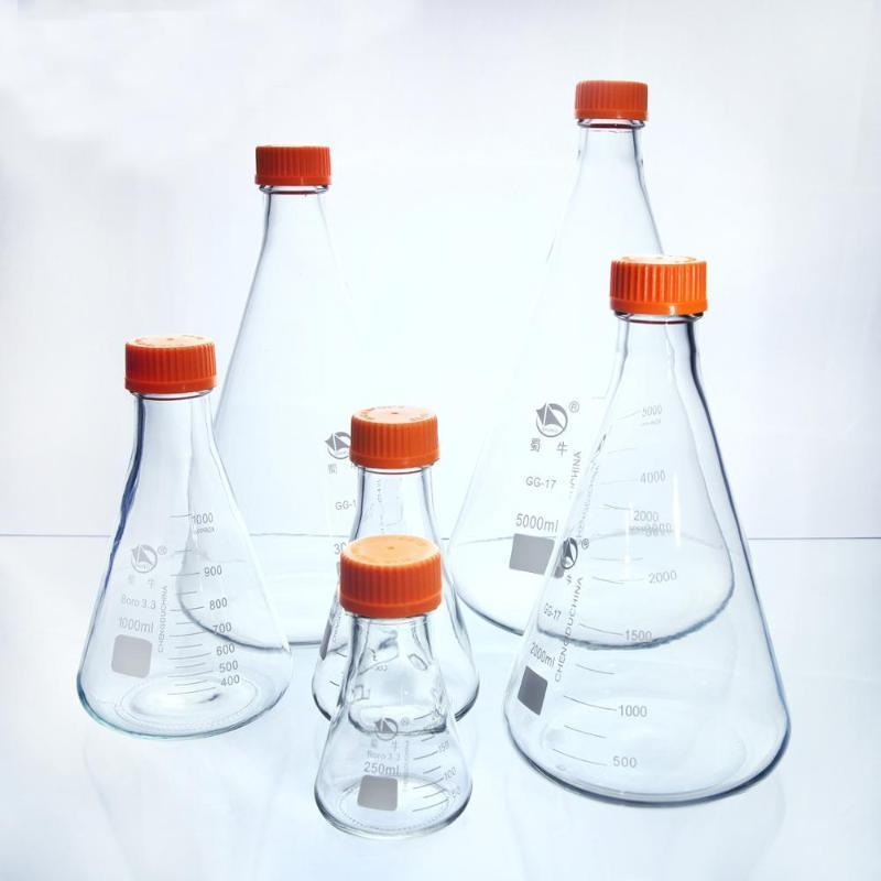 

3pcs/set Screw Cap Conical Flask high borosilicate glass thicked type Erlenmeyer flask High Temperature Resistance GL451