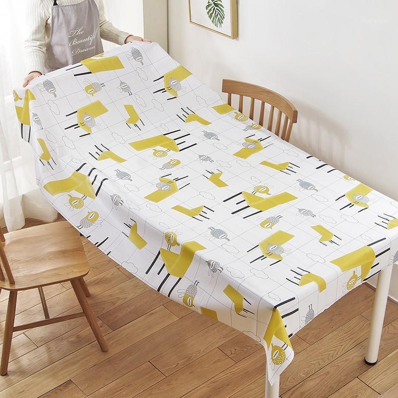 

Cartoon waterproof PEVA tablecloth oil-proof table cloth rectangular dining table cover restaurant Home Decoration mx71715541, Yellow